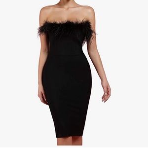 Amazon Strapless Formal Feather Dress